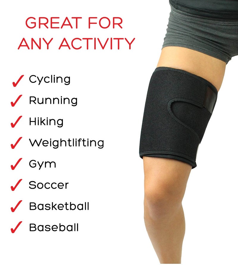 Stone and Clark Adjustable Thigh Brace Support, Quadriceps Support and Thigh Wraps for Men and Women. Unisex Breathable Neoprene Non-Slip Hamstring Compression Sleeve - Image 2